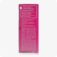 Side panel of Conceive Plus Fertility Lubricant Pre-Filled Applicators (PT) packaging in Italian, describing benefits such as clinically tested formulation, support for sperm vitality, and added lubrication with patented formula. Includes detailed usage instructions, fertility support claims, and ingredient list with calcium and magnesium ions. Background features a pink tone with a medical-style layout.