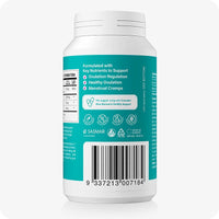 Conceive Plus Fertility Pack Ovulation & Motility Support featuring back side of Women’s Ovulation Support bottle in teal, highlighting key benefits such as ovulation regulation, menstrual cramp relief, and healthy ovulation, along with product certifications, barcode, and usage pairing suggestion, all shown against a white background.